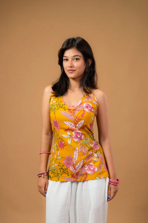Preeti (Mustard, Halter Neck)