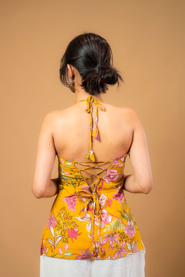 Preeti (Mustard, Halter Neck)