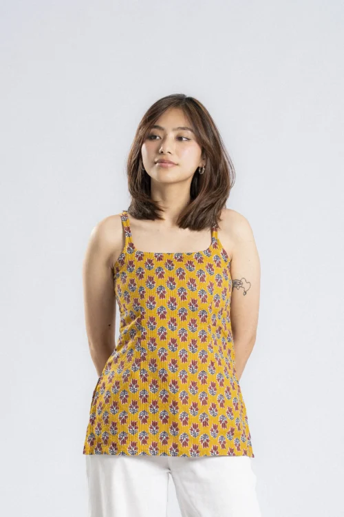 080 Tikki (Yellow Open Back Single Strap Top)