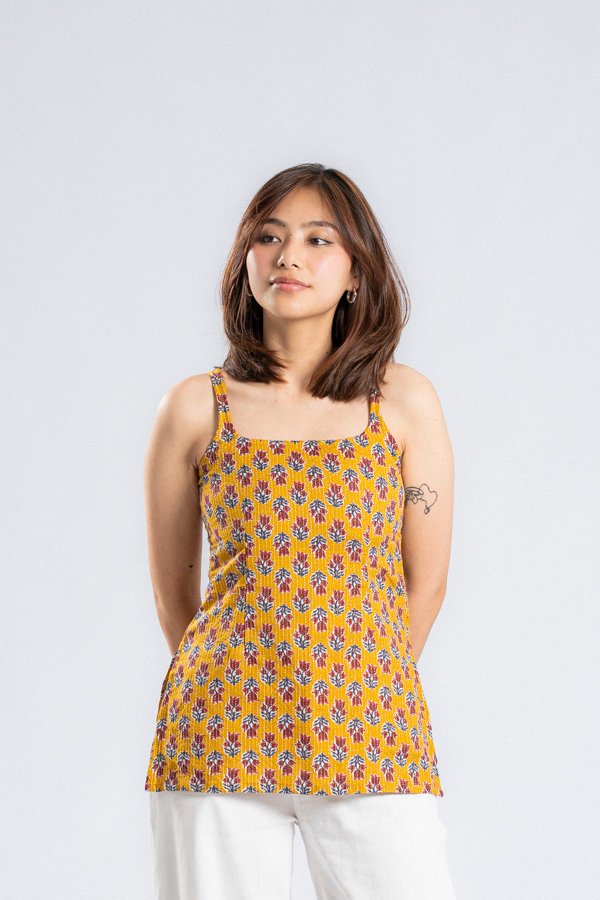 DSC05780 Tikki (Yellow Open Back Single Strap Top)