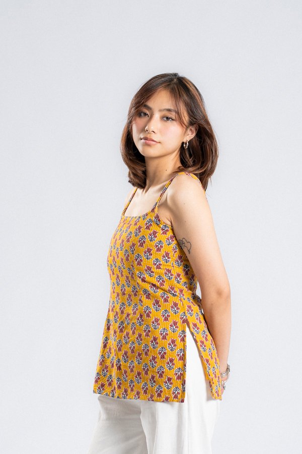 DSC05802 Tikki (Yellow Open Back Single Strap Top)