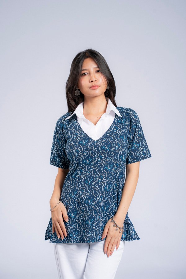 DSC08172 Annie (Blue & White Semi-Formal Kurti )